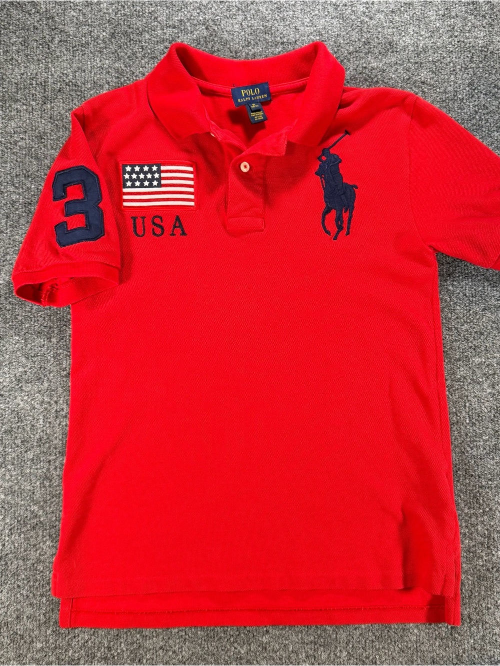 Polo by Ralph Lauren Kids Red USA Embroidered Polo Shirt Size M 8-10